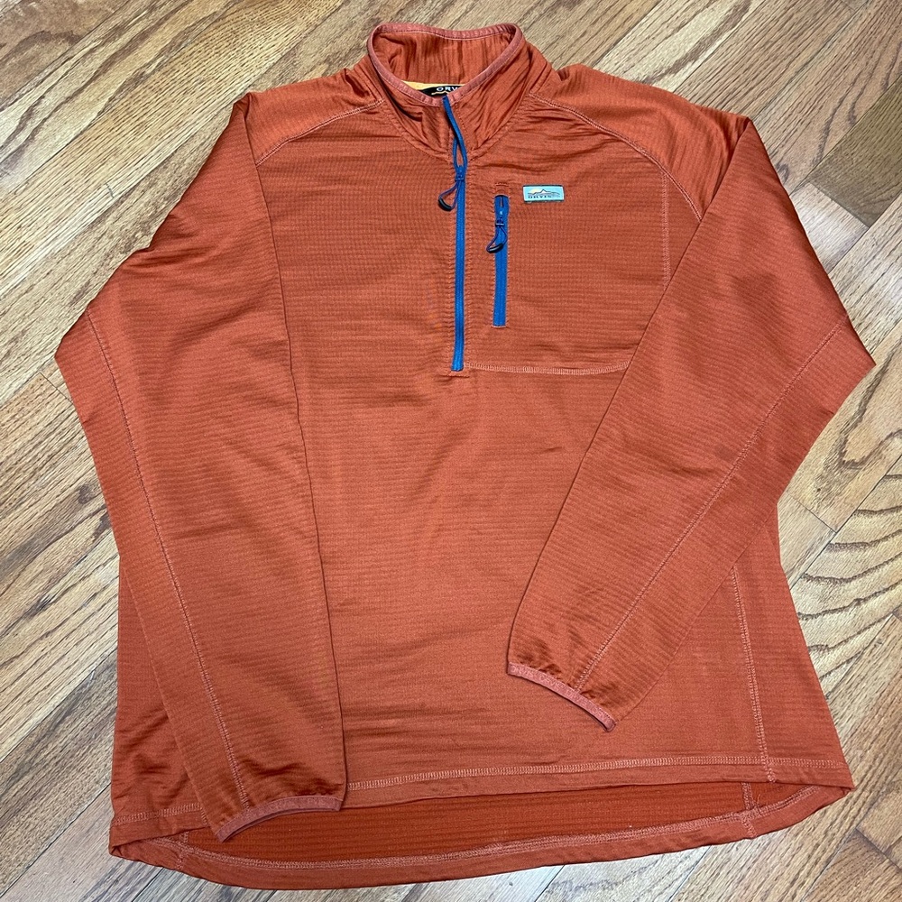Orvis Men’s Horseshoe Hills Quarter Zip Fleece Pullover XL Ribbed Burnt Orange